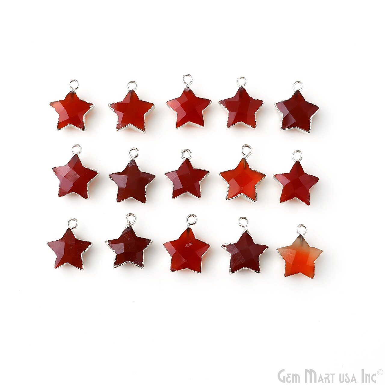 Star Gemstone Connector, Silver Electroplated Natural Gem, Single Bail DIY Jewelry Pendant, 16X14mm, GemMartUSA (50045)